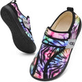 Women Slippers Wide House Shoes Velcro Diabetic Friendly Black Multi