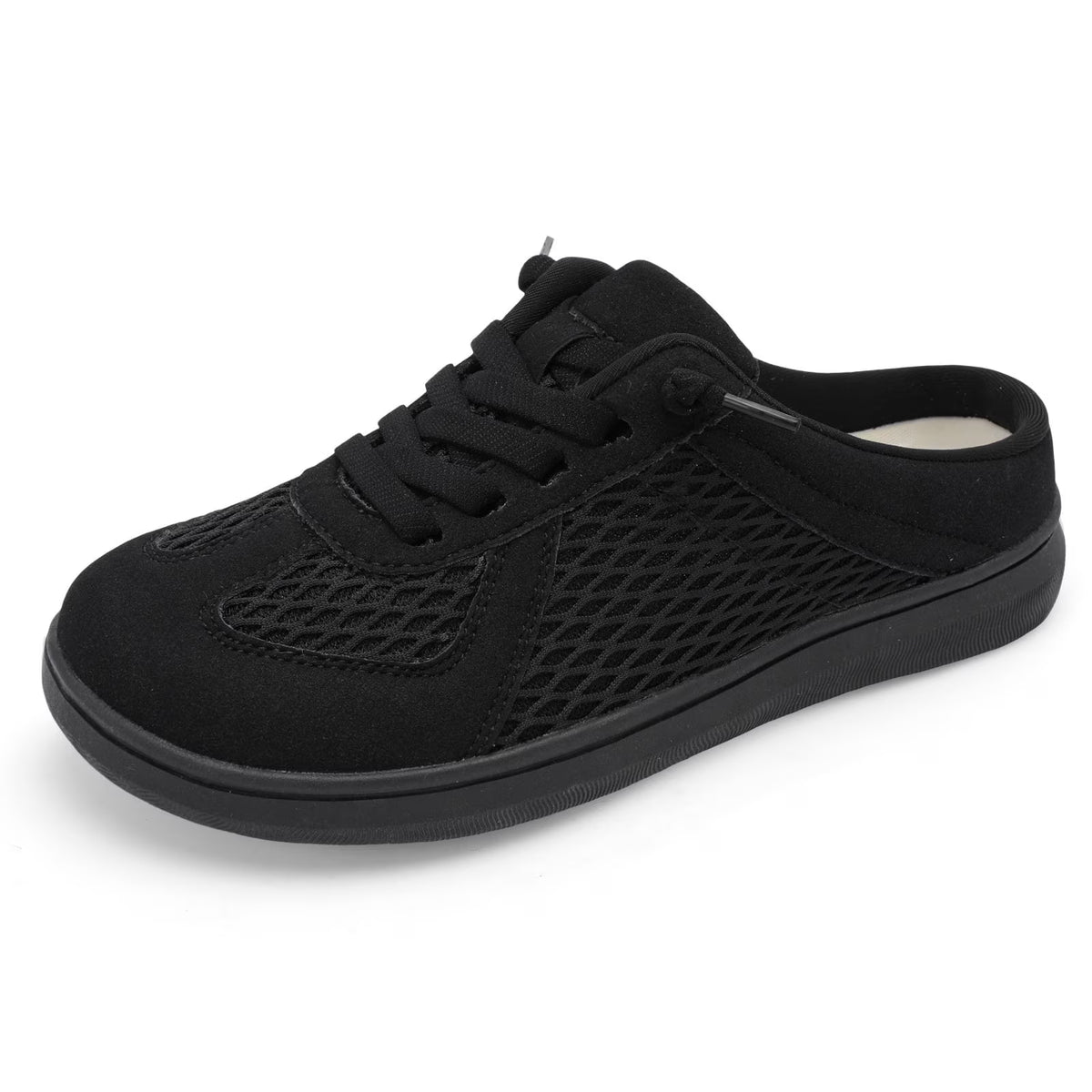 Mules for Women Wide Slip-on Shoes Comfortable Backless Walking Shoes with Removable Sole Black