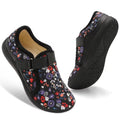 Women Shoes Wide Width Walking Shoes Adjustable Non-Slip Casual Shoes Blackflower