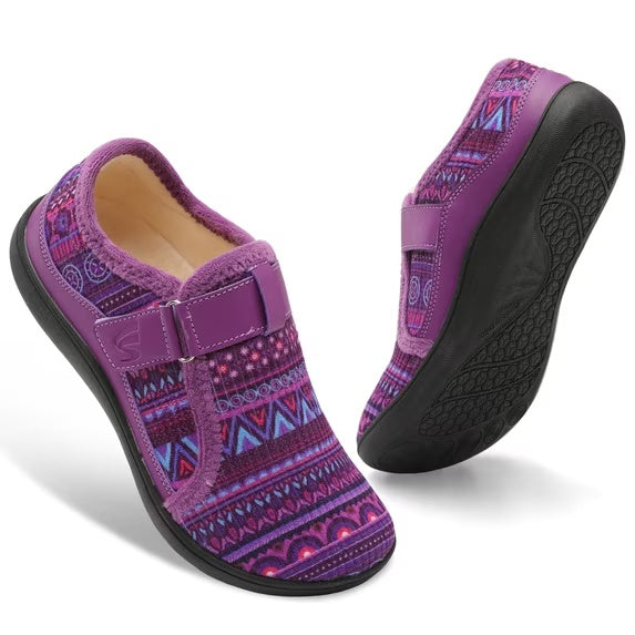 Women Shoes Wide Width Walking Shoes Adjustable Non-Slip Casual Shoes Boxipurple