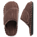 Leisfit Women's Corduroy Adjustable Memory Foam Slippers Slides Brown