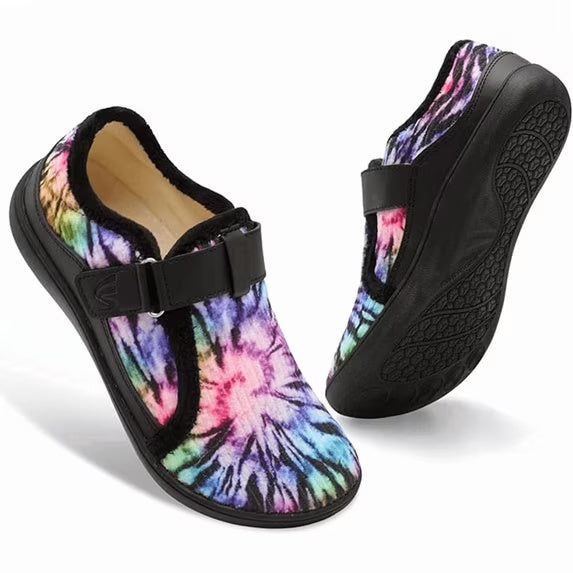 Women Shoes Wide Width Walking Shoes Adjustable Non-Slip Casual Shoes Colorblack