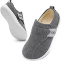 Women Slippers Wide House Shoes Velcro Diabetic Friendly Dark Grey