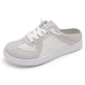 Mules for Women Wide Slip-on Shoes Comfortable Backless Walking Shoes with Removable Sole GreyWhite