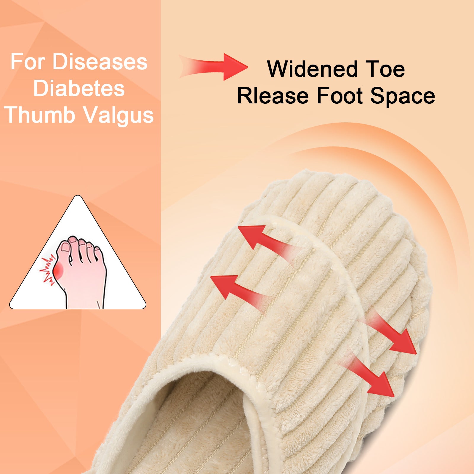 Leisfit Women Memory Foam  House Slippers Beige