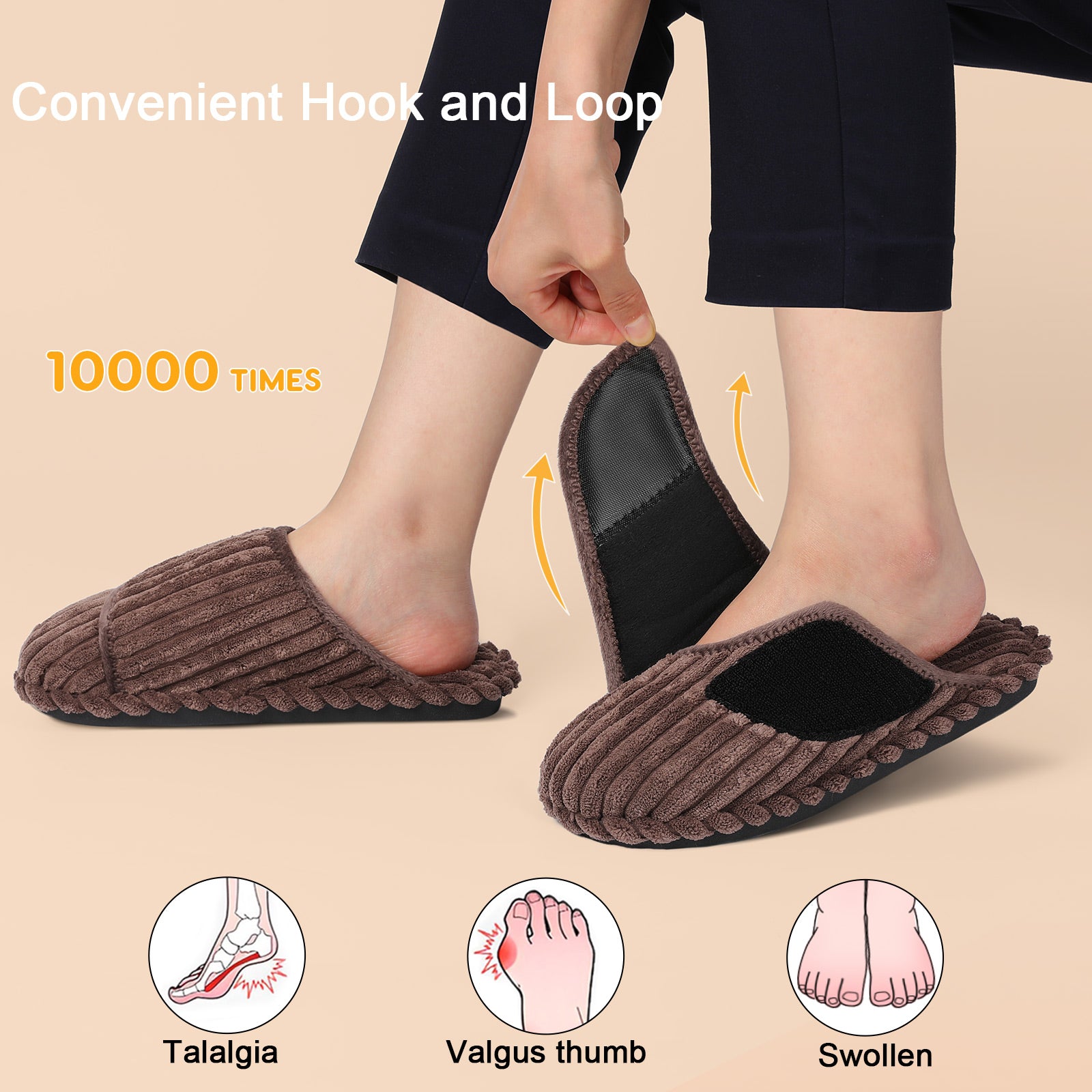 Leisfit Women Memory Foam  House Slippers Brown