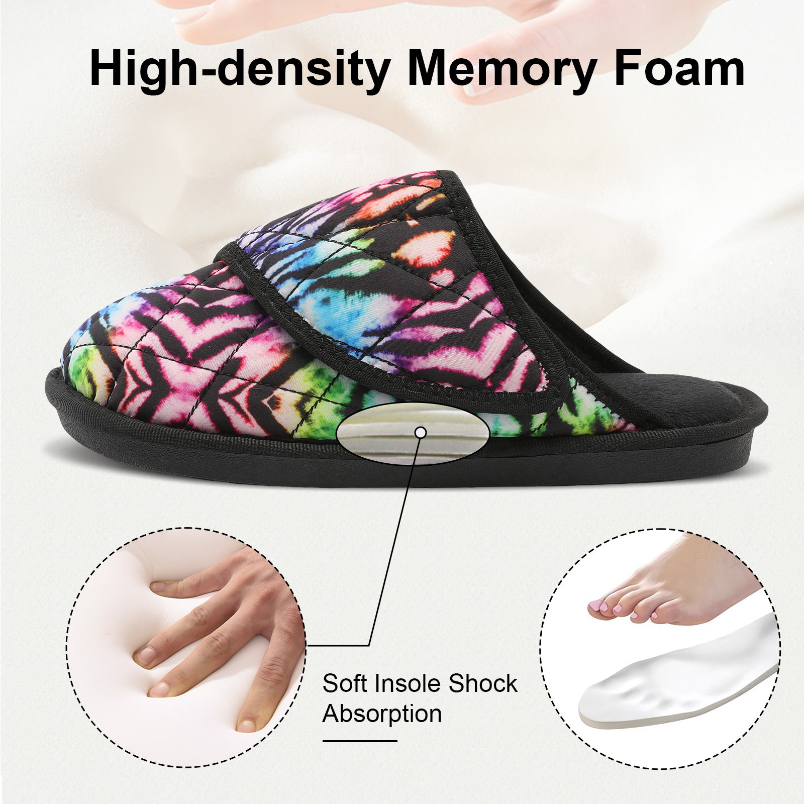 Leisfit Women Memory Foam  House Slippers Colorful