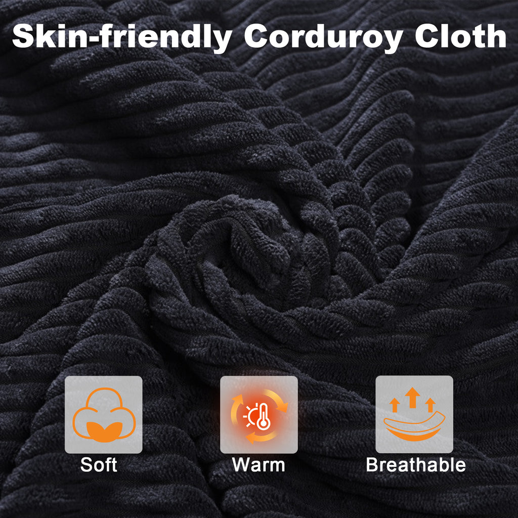 Leisfit Women Memory Foam  House Slippers Corduroy Black