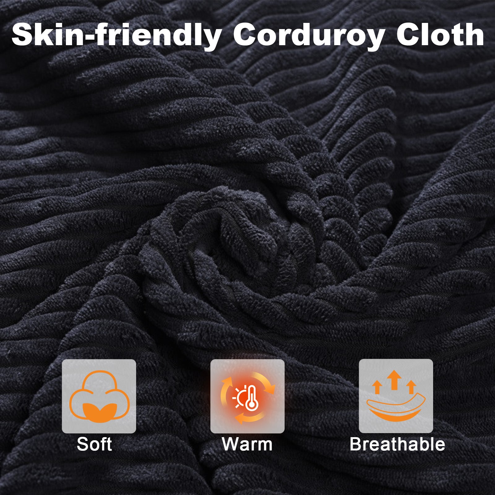 Leisfit Women Memory Foam  House Slippers Corduroy Black