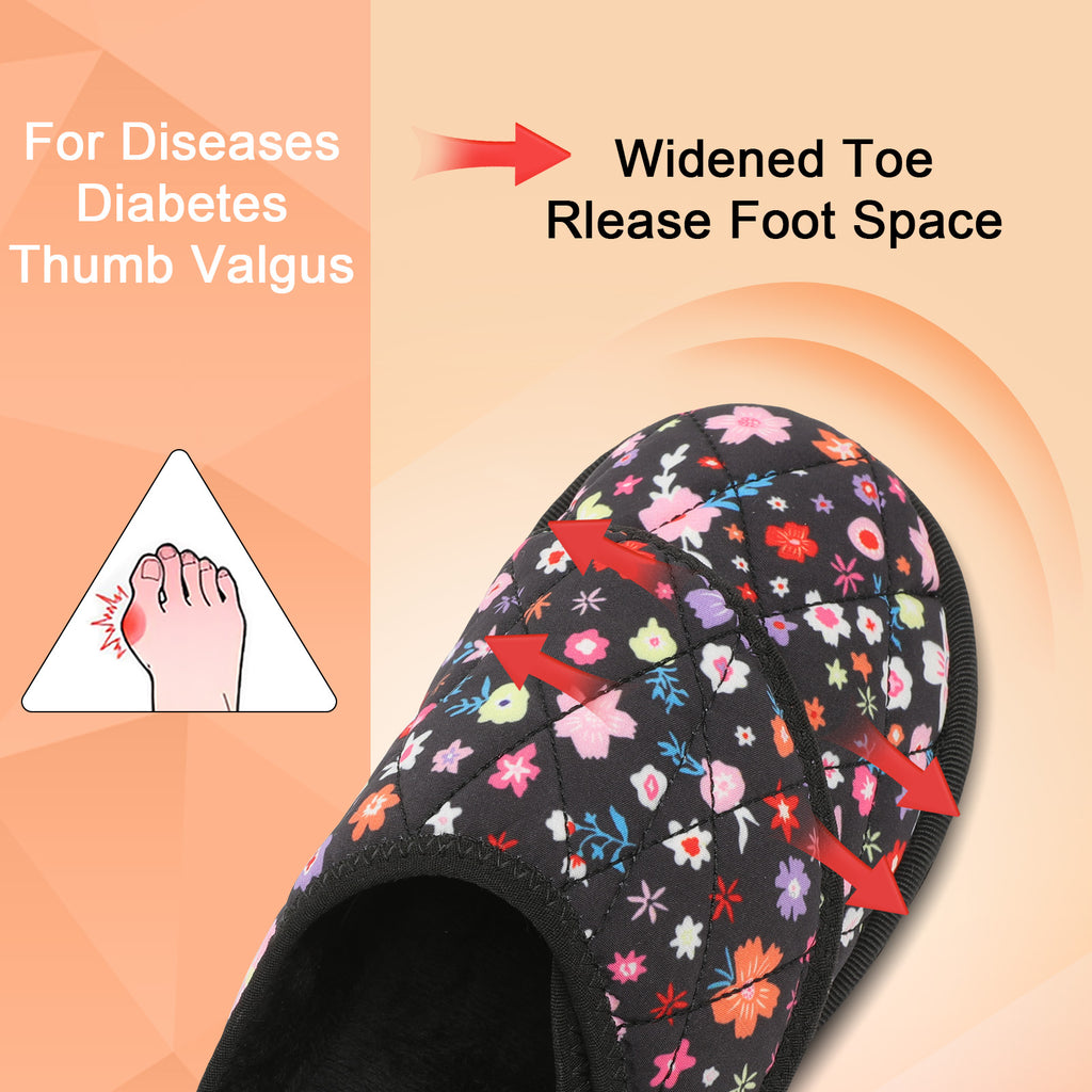 Leisfit Women Memory Foam  House Slippers Flower