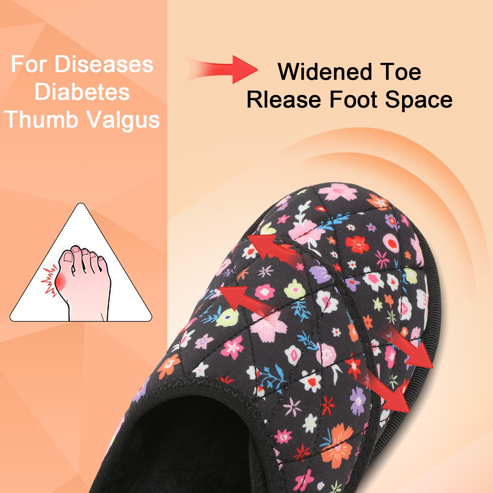 Leisfit Women Memory Foam  House Slippers Flower