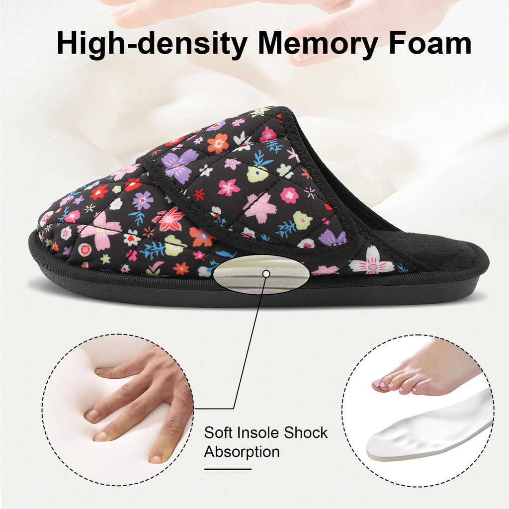 Leisfit Women Memory Foam  House Slippers Flower