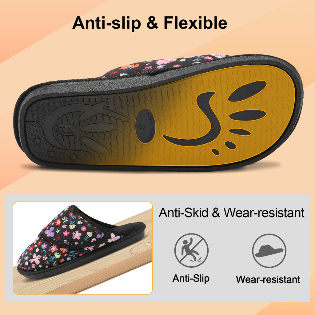 Leisfit Women Memory Foam  House Slippers Flower