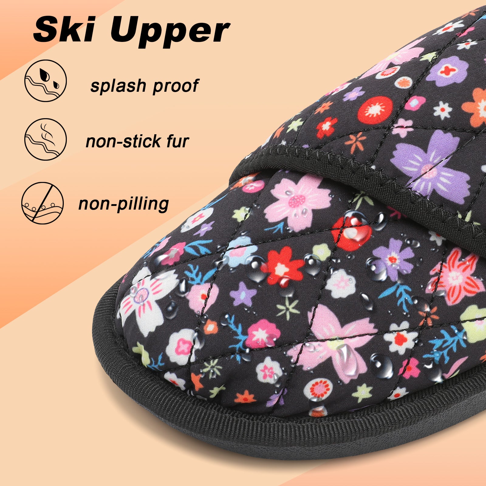 Leisfit Women Memory Foam  House Slippers Flower