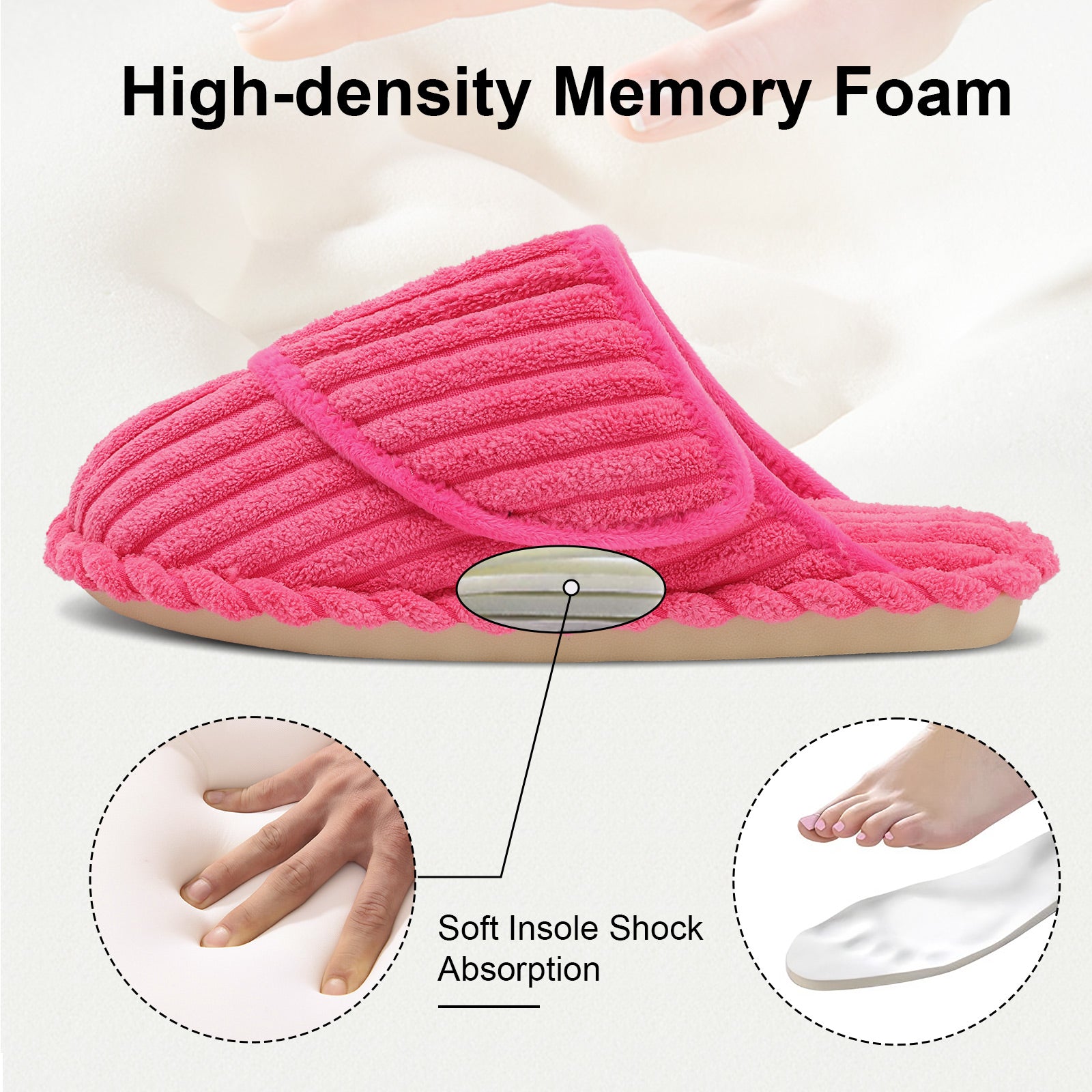 Leisfit Women Memory Foam  House Slippers Rose Pink